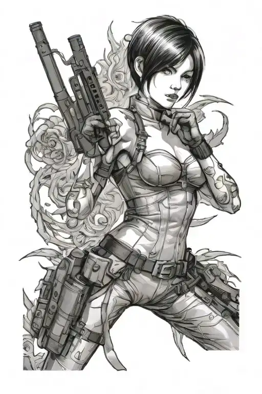 ada wong resident evil tattoo design idea