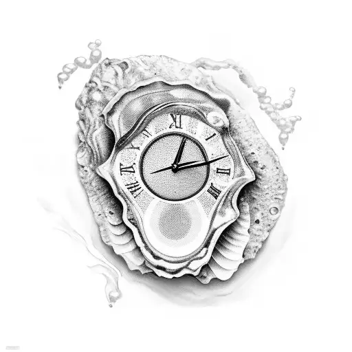 An oyster shell with the time 11:11 embedded in the pearl tattoo design idea