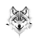 Create a detailed black-grey portrait of a wolf surrounded by Led Zeppelin lyrics tattoo design idea