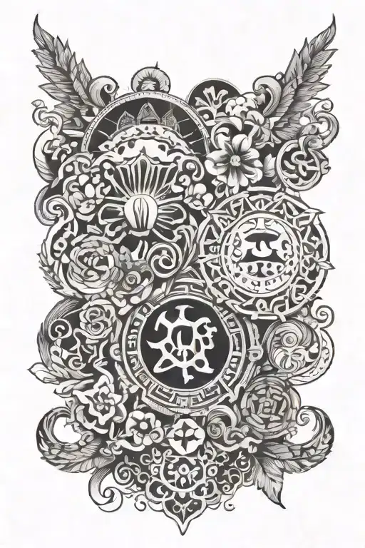 A tattoo design showcasing the iconic symbols of Mexico and Spain intertwined, reflecting your cultural heritage and love for both countries tattoo design idea