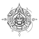 Hanuman controlling all 9 planets  tattoo design idea