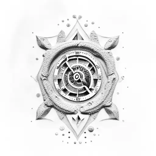 poseidon with sand clock tattoo design idea