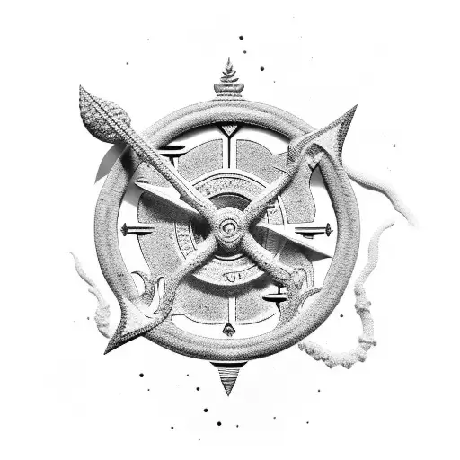 poseidon with sand clock tattoo design idea