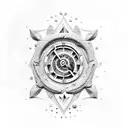 poseidon with sand clock tattoo design idea