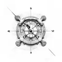 poseidon with sand clock tattoo design idea