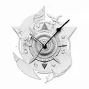 poseidon with sand clock tattoo design idea