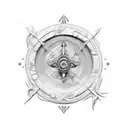 poseidon with sand clock tattoo design idea