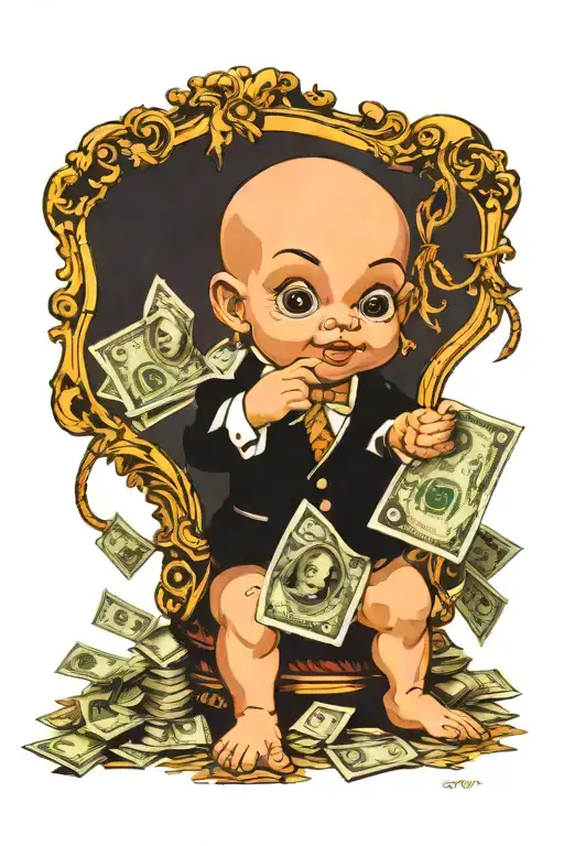 kewpie counting money like a gangster  tattoo design idea