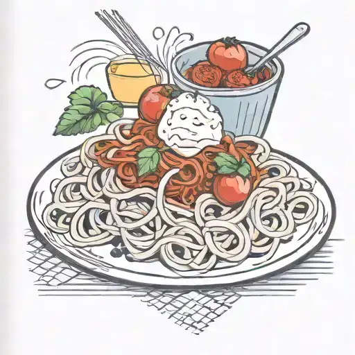 postcard polimi with tomato sauce spaghetti and a gelato tattoo design idea