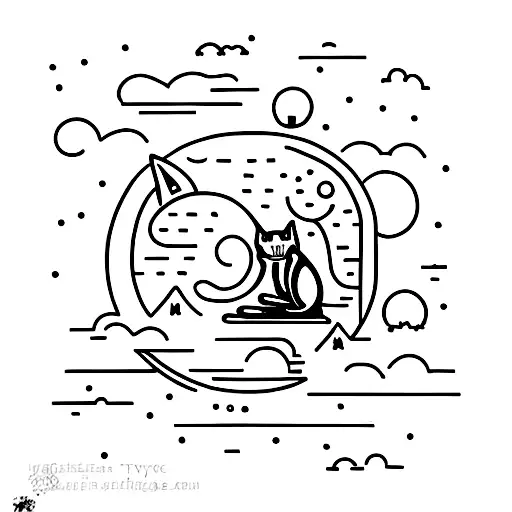 Moon themed , library books , cats , dogs  tattoo design idea