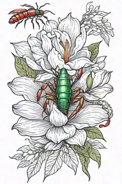 magnolia flower,  crawfish tattoo design idea
