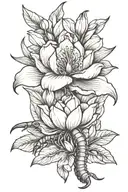 magnolia flower  crawfish tattoo design idea
