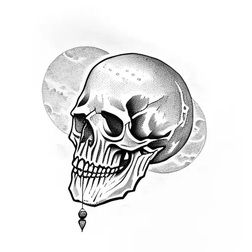 skull and moon tattoo design idea