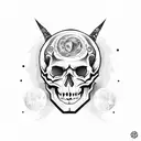 skull and moon tattoo design idea