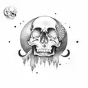 skull and moon tattoo design idea