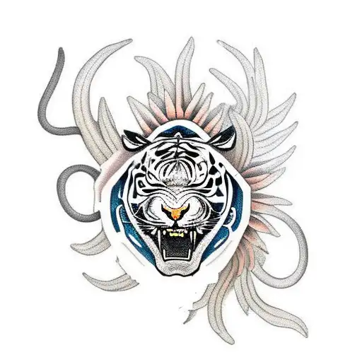 Snake with Tiger lilies  tattoo design idea