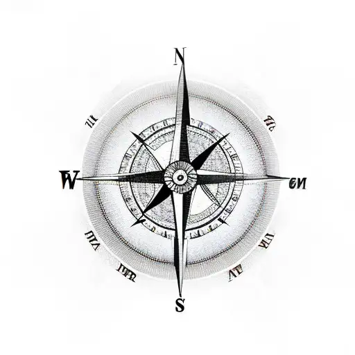 Compass with 4 major elements air fire earth water  tattoo design idea