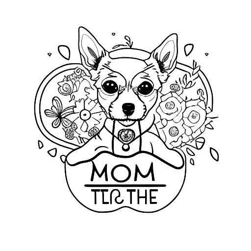 mom appreciation and memory for dog Tianna chihuahua  tattoo design idea
