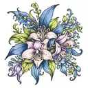bluebell and lilly flowers tattoo design idea