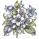 bluebell and lilly flowers tattoo design idea