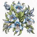 bluebell and lilly flowers tattoo design idea