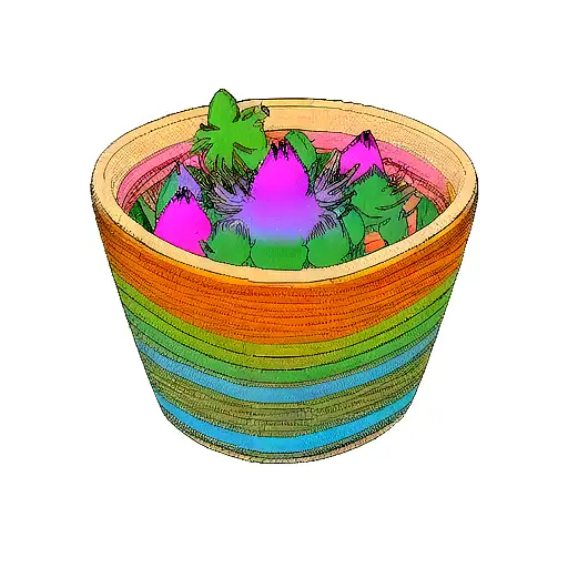 Peyote Cactus above view colourful tattoo design idea