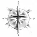 Christian Cross with sun light and angels tattoo design idea