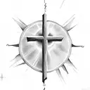 Christian Cross with sun light and angels tattoo design idea
