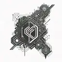 cyberpunk, abstraction sleeve forearm black and white tattoo design idea