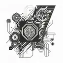 cyberpunk, abstraction sleeve forearm black and white tattoo design idea