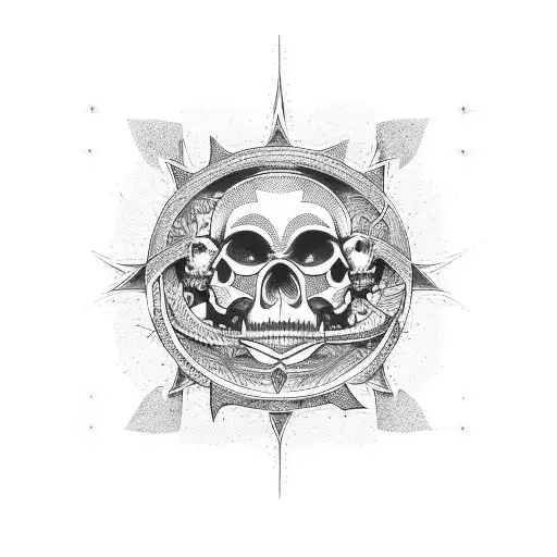 star of chaos with skulls  tattoo design idea