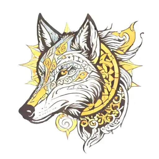 wolf , India , Viking compass, tattoo design idea