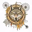 wolf , India , Viking compass, tattoo design idea