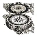 A compass surrounded by a Cuban map with intricate details tattoo design idea