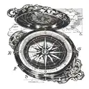 A compass surrounded by a Cuban map with intricate details tattoo design idea
