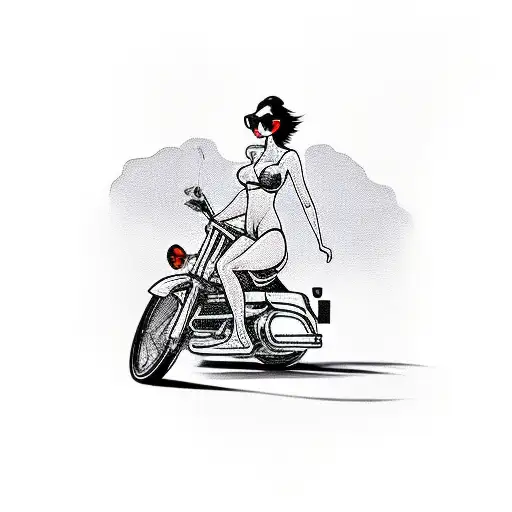 sexy lady on a motorcycle  tattoo design idea