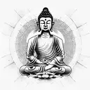 buddha is creating the mutiverse with his pen tattoo design idea