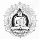 buddha is creating the mutiverse with his pen tattoo design idea