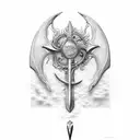 posidon's trident mixed with the letter k tattoo design idea