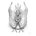 posidon's trident mixed with the letter k tattoo design idea