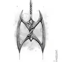 posidon's trident mixed with the letter k tattoo design idea