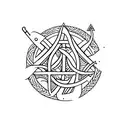 trident mixed with the letter k tattoo design idea