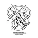 trident mixed with the letter k tattoo design idea