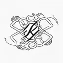 trident mixed with the letter k tattoo design idea