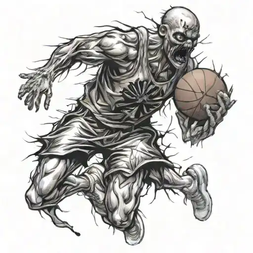 Zombie Basketball tattoo design idea