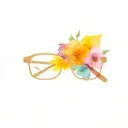 minimalistic abstract eyeglass with colourful flowers tattoo design idea