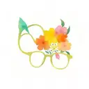minimalistic abstract eyeglass with colourful flowers tattoo design idea