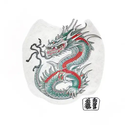 dragon and money tattoo design idea