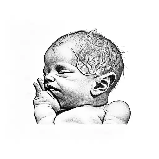 newborn in a pea tattoo design idea