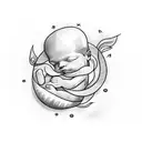 newborn in a peashell tattoo design idea